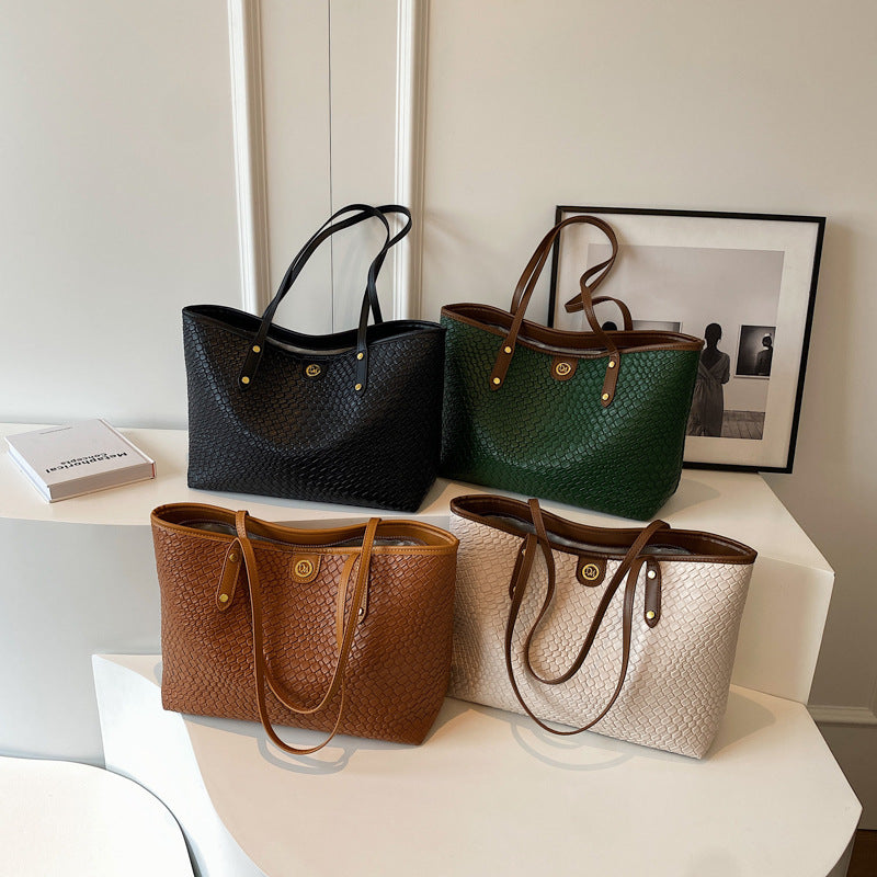 Commuter Large Capacity Bag New Women's Bag Leisure Style All-In-One Shoulder Bag Fashion College Student Tote Bag