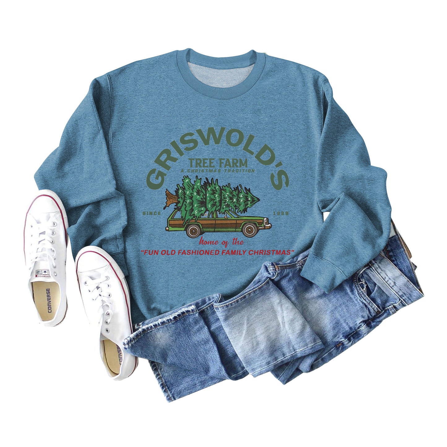 Griswold's Christmas Tree Letter Round Neck Long Sleeve Christmas Plus Size Women's Hoodie