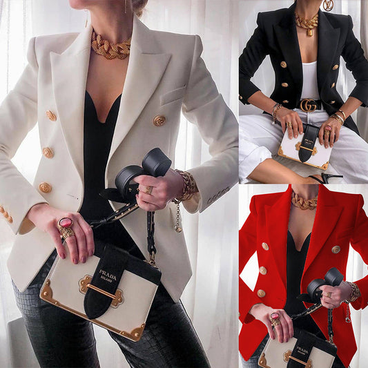 Women's Autumn And Winter New Fashion Temperament Slim Solid Color Suit Jacket Women A Hair