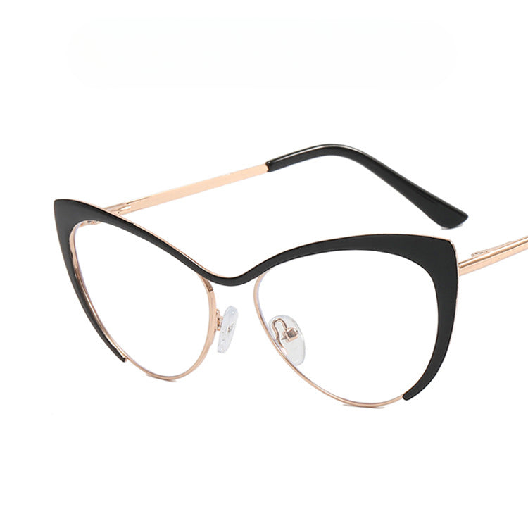 Steel Triangle Cat Eye Metal Frame New Anti-Blue Light Mirror Can Be Equipped With Myopia Frame
