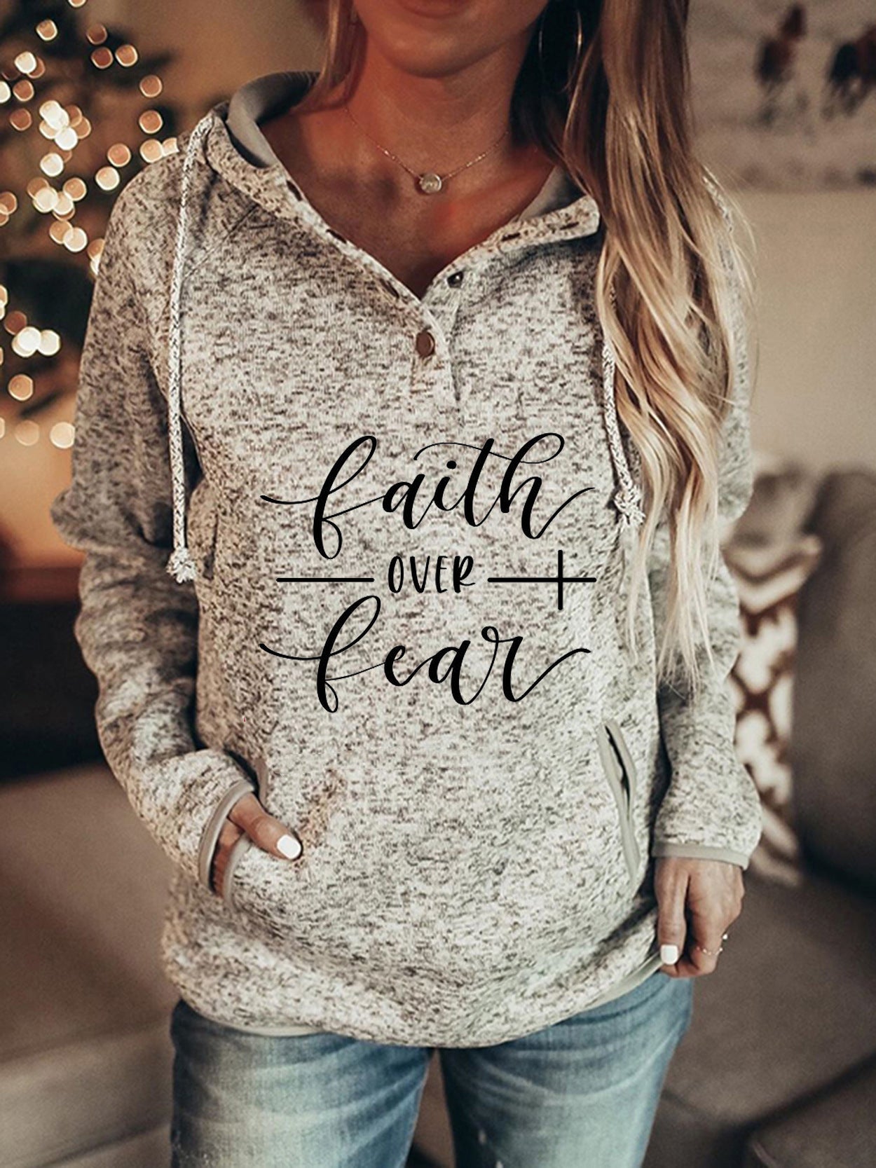 New Female Hoodie Large Size Christmas Print Hoodie