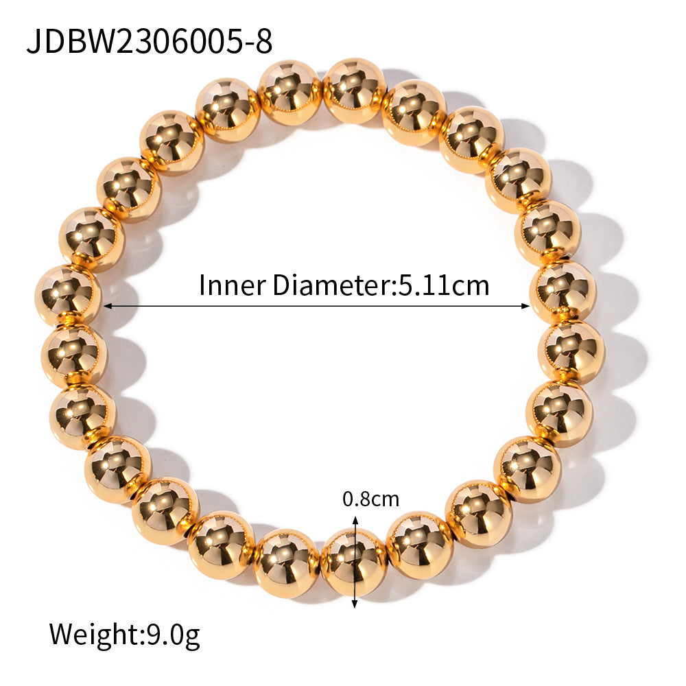 5pcs Fashion Popular 18K Gold Copper Bead Elastic 8Mm Non-Fading Necklace Jewelry