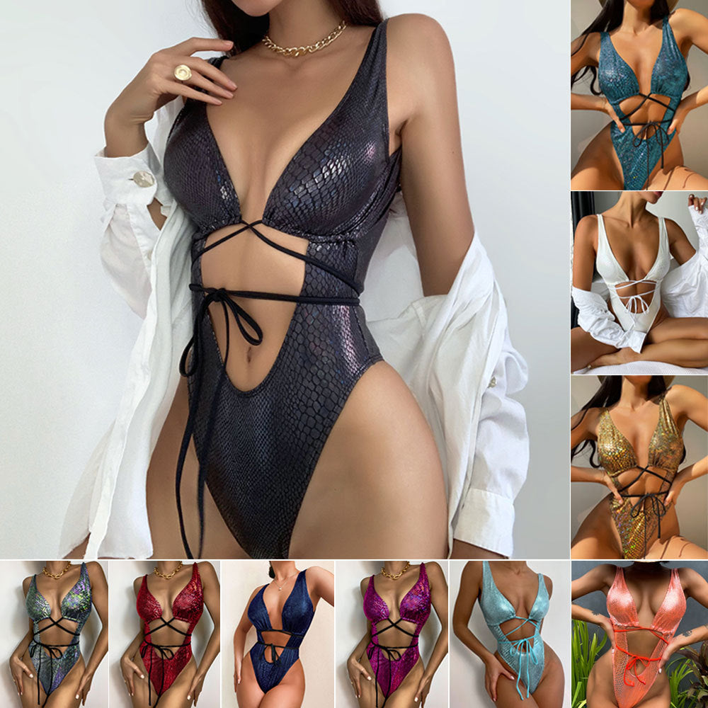One-Piece Swimsuit Sleeveless Lace-Up Bikini For Women