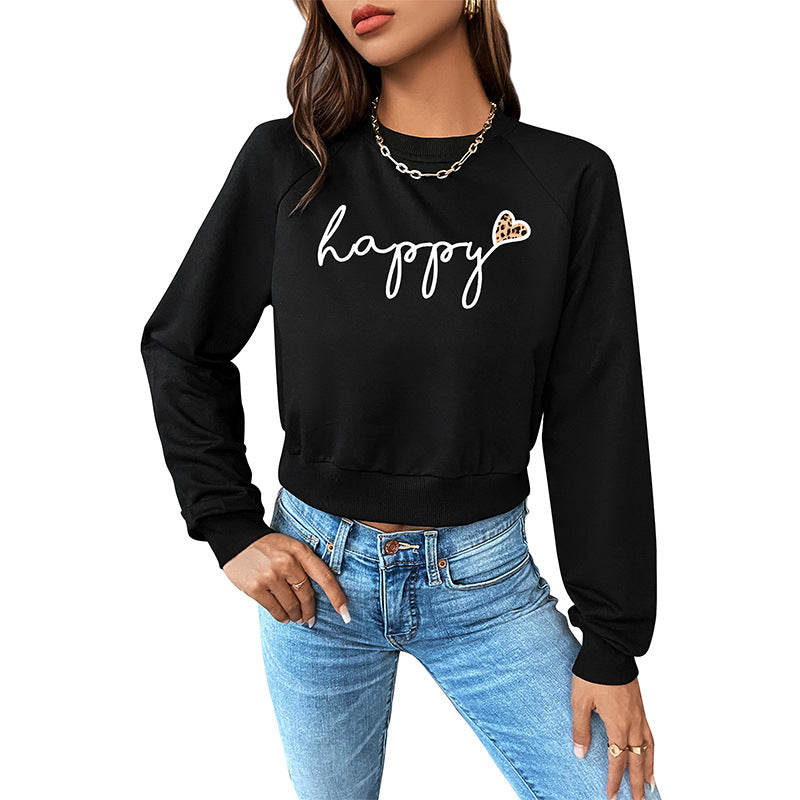 New Autumn New Women's Short Letter Printed Hoodie Woman