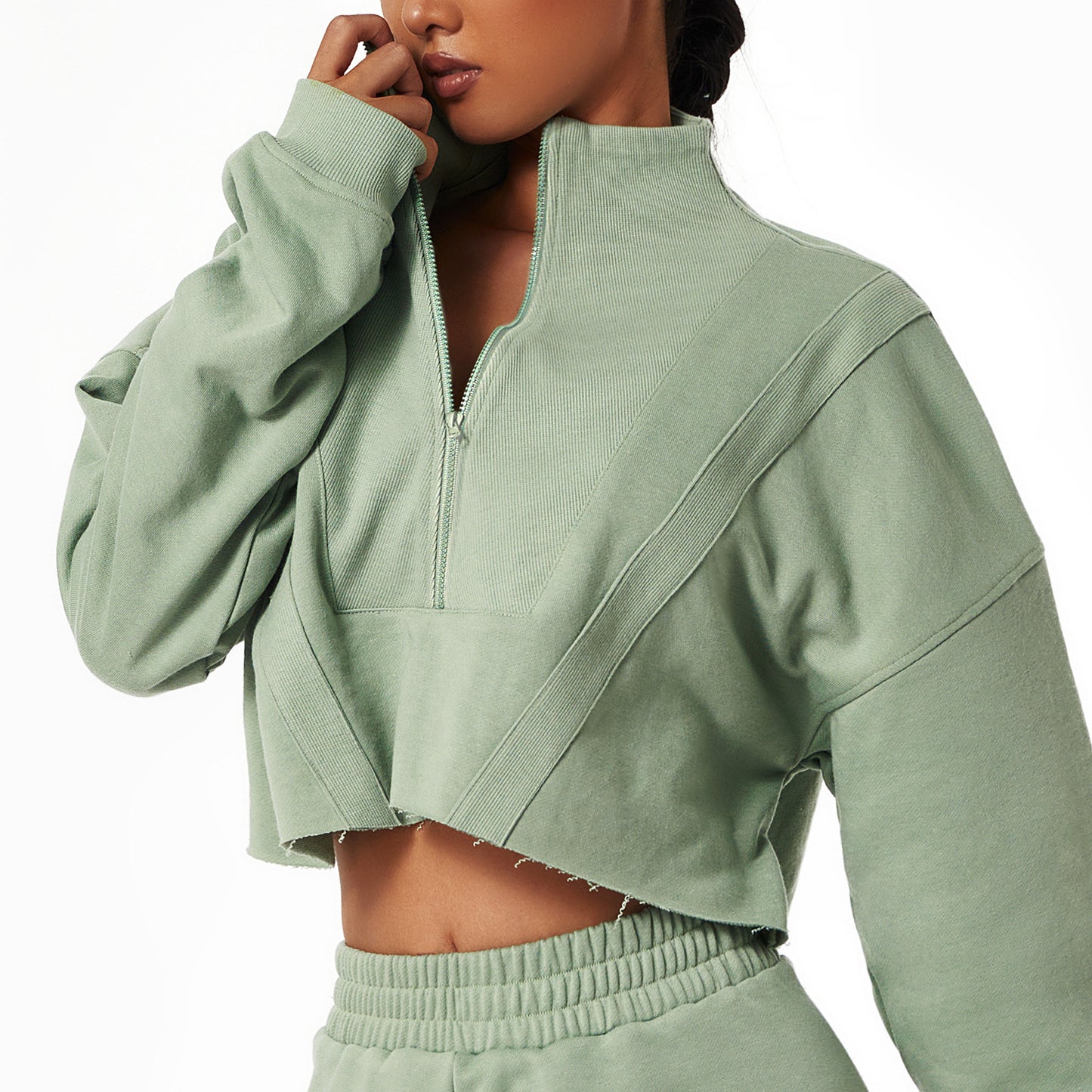 Long Sleeved Sports Hoodie Loose Fashion Stand-Up Collar Zipper Top Wear Gym Training Casual Outdoor Hoodie