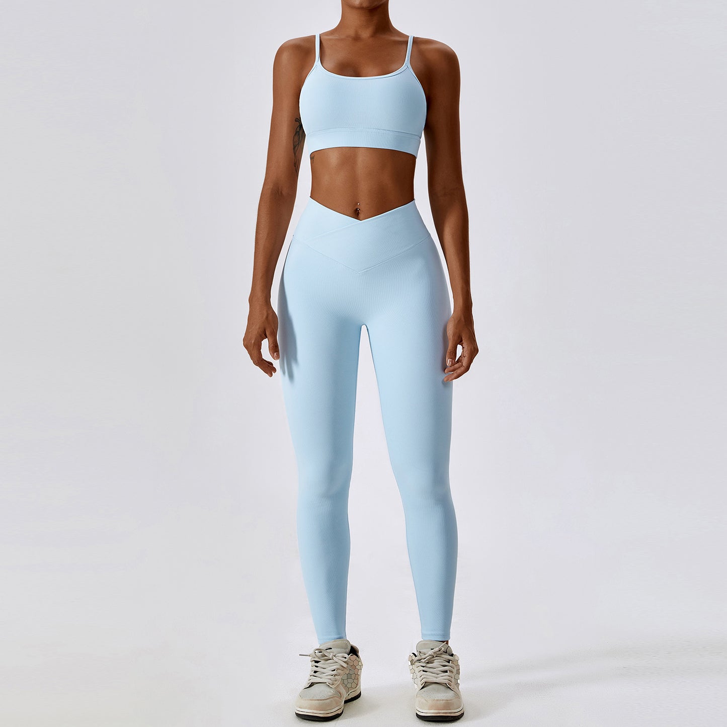 Zectron Thread Abdominal High Waist Beauty Back Yoga Set Quick Dry Gathering Hip Lift Tight Fitness Sports Set