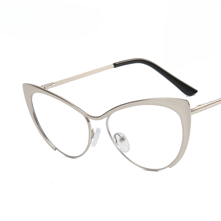 Steel Triangle Cat Eye Metal Frame New Anti-Blue Light Mirror Can Be Equipped With Myopia Frame