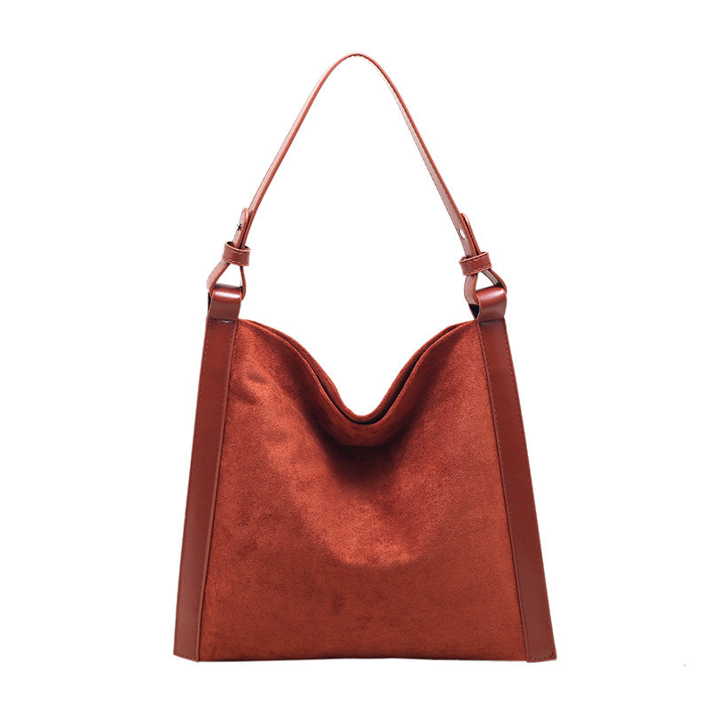 Fashion Bag Women's Casual Premium Sense Frosted Suede Simple Style Large Capacity All-In-One Commuter Shoulder Tote Bag