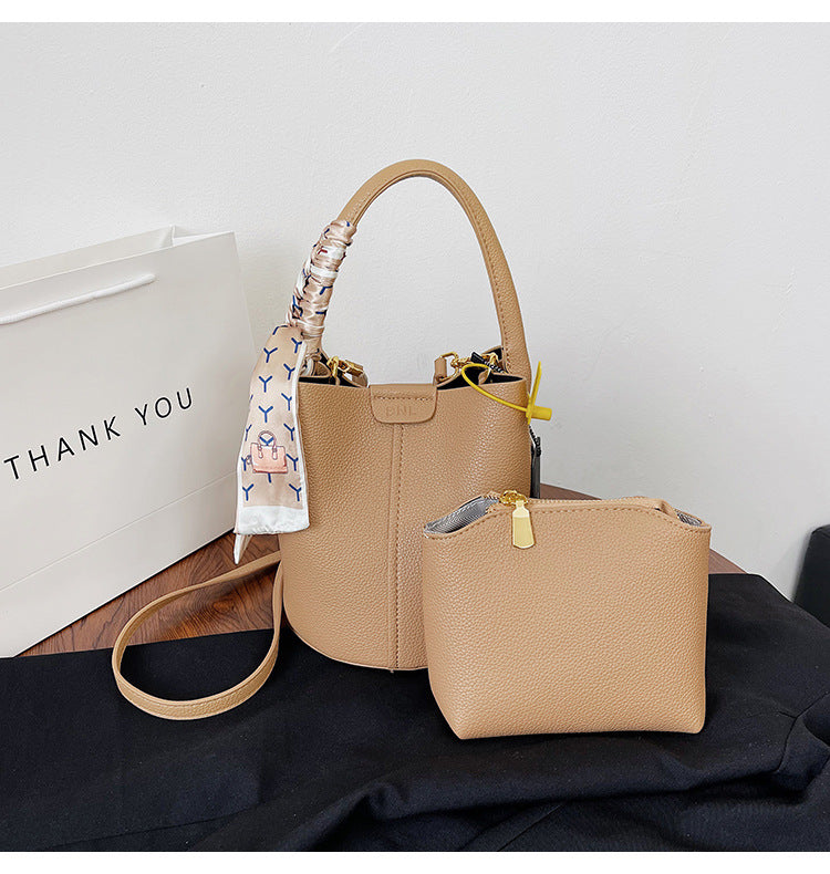 Bucket Bag Carrying Basket Texture Female Bag Simple Large Capacity Single Shoulder Crossbody Bag