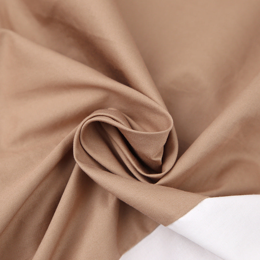 Autumn Women's New Color Contrast Long-Sleeved Shirt Shorts Two-Piece Cotton And Linen Casual Fashion Suit