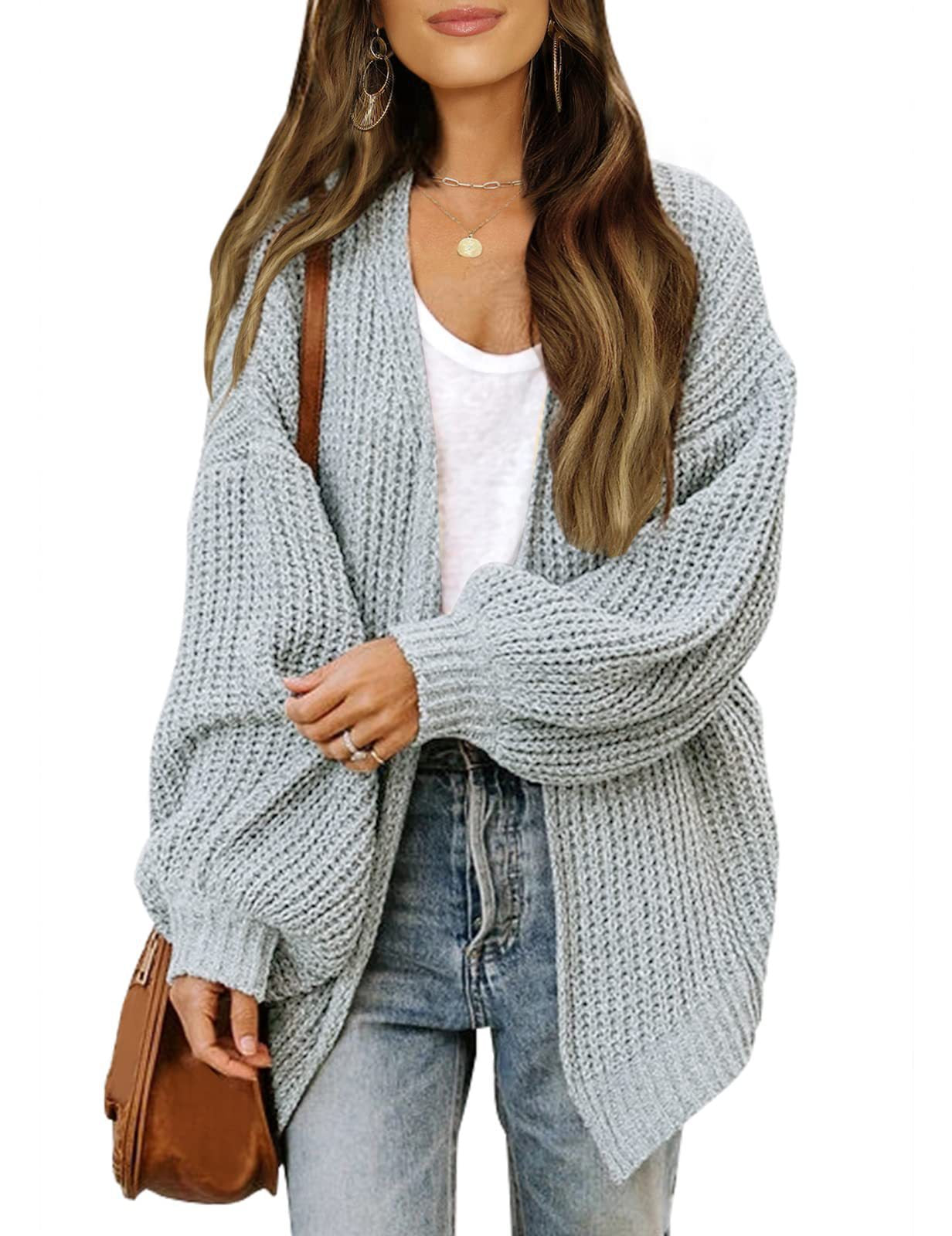 Women's New Autumn And Winter New Lantern Sleeve Sweater Women's Coat Coarse Pocket Knitted Cardigan