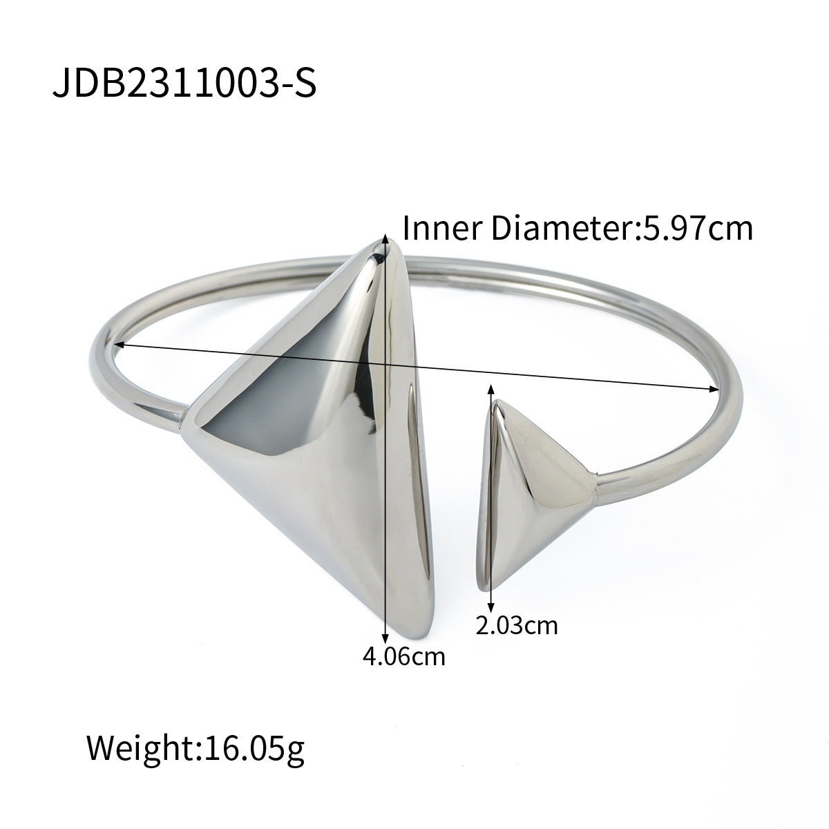 5pcs Stainless Steel Asymmetrical Triangle Spring Bracelet Light Luxury High-Grade High-Grade Temperament Titanium Steel Bracelet
