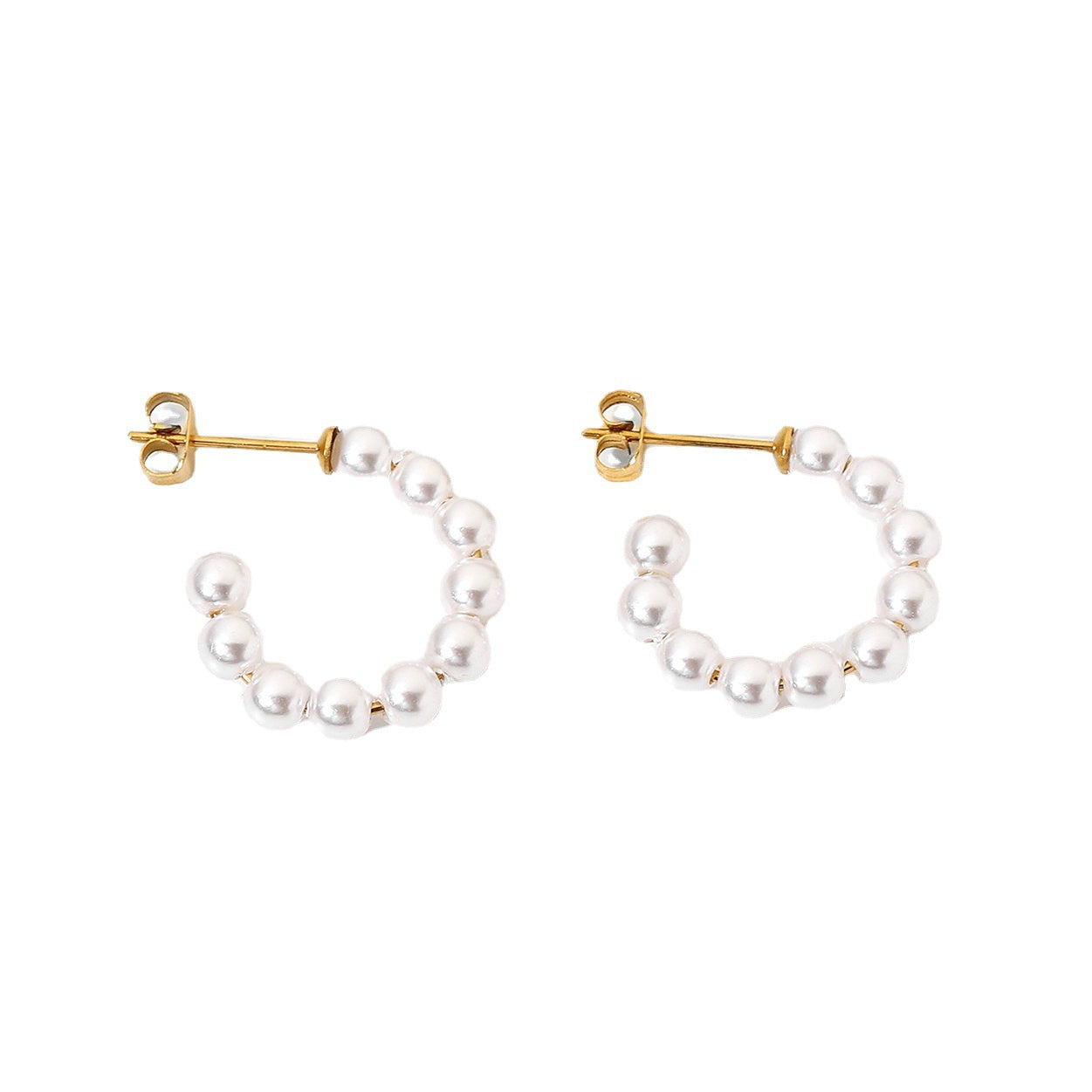 5pcs Earrings 18K Gold Plated Stainless Steel Fashion Millet Pearl Gold Earrings Fashion Women With Earrings Studs