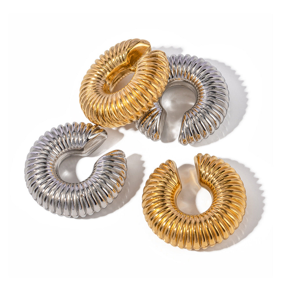 5pcs Fashion Simple With Stainless Steel Ear Clip 18K Gold Stainless Steel Large Snail Shell Ear Clip Jewelry Women