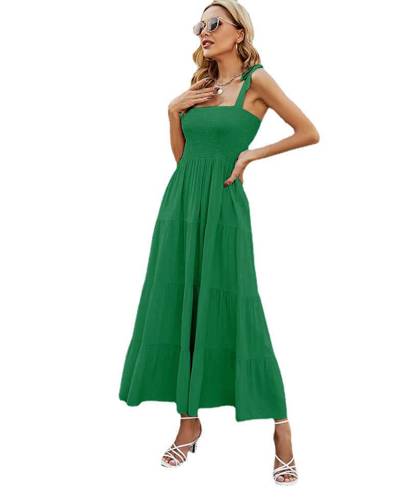 Summer Women's New Commuter Sleeveless Spice Print Long Halter Dress