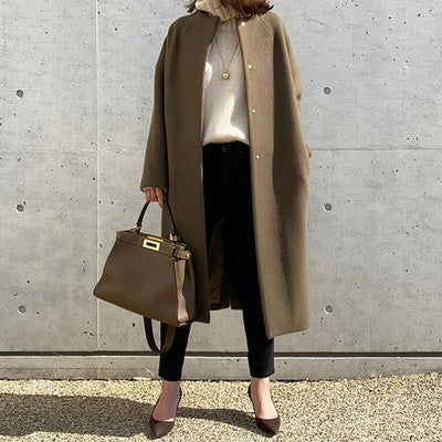 5 Color Loose Coat Female Spring New Light Mature Wind Solid Color Medium Long Coat Top