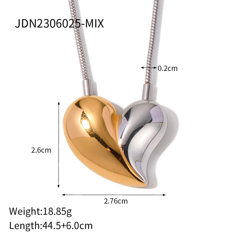 5 pcs Style New 18K Gold Exaggerated Big Love Shaped Earrings Stainless Steel Earrings for Women Do Not Fade Jewelry