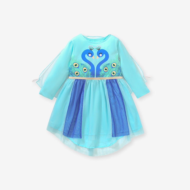Children's Skirt Pure Cotton Gauze Princess Dress Autumn New Girls Long-Sleeved Dress