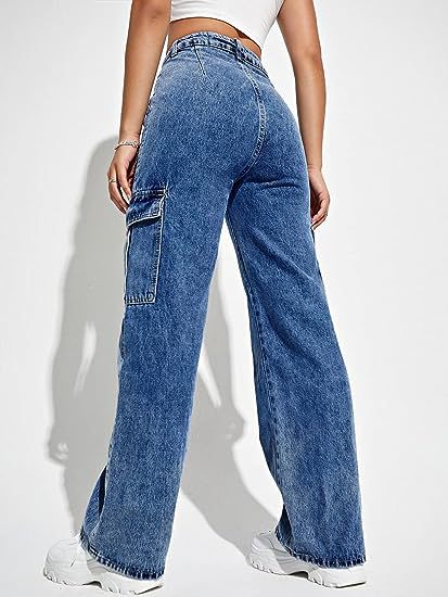 Y2K Style Women's Cargo Multi-Bag Straight Leg Denim Pants