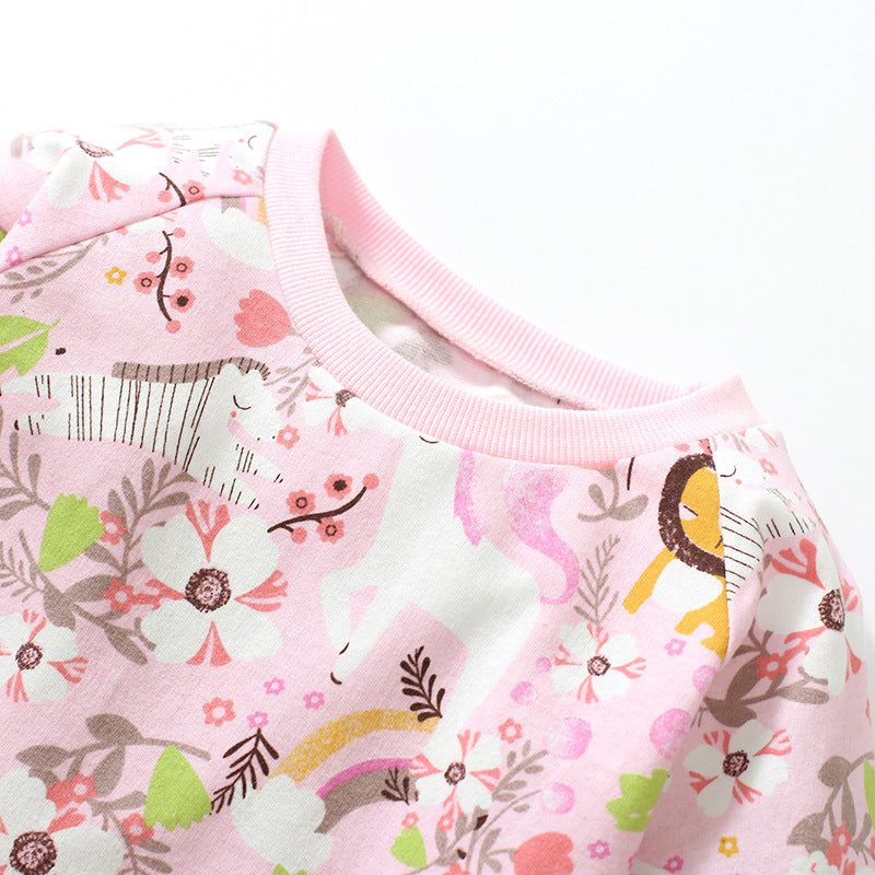 Autumn New Long-Sleeved Girls' Dress Home Cotton Children's Skirt Princess Dress