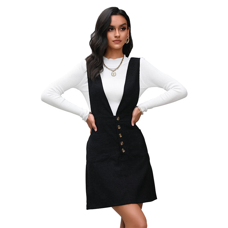 New Women's Dress Design Sense Slim Black Strap Skirt