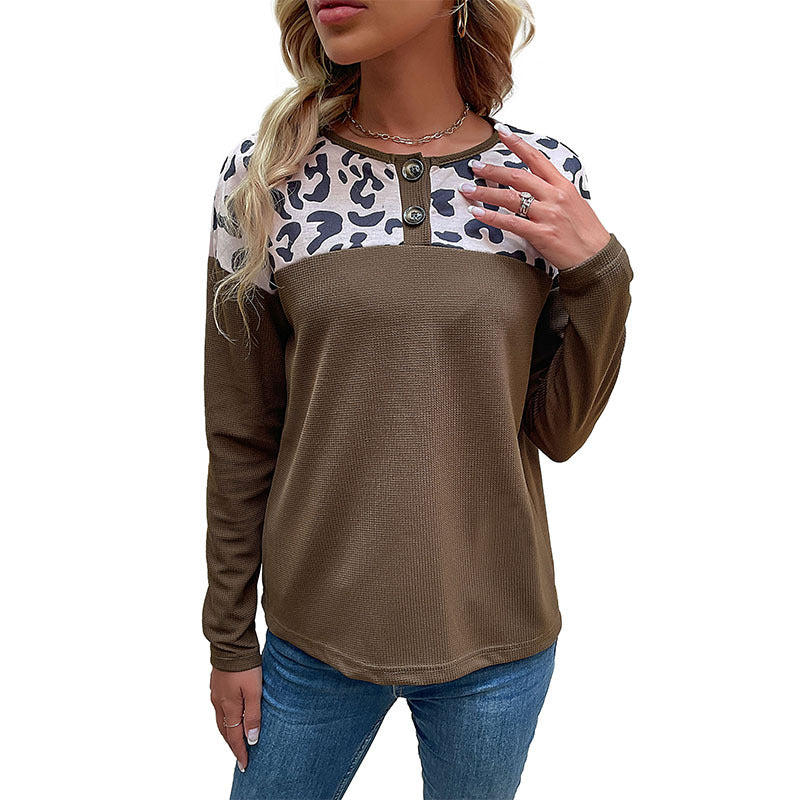 New Autumn New Women's Long-Sleeved Leopard Knitwear Autumn