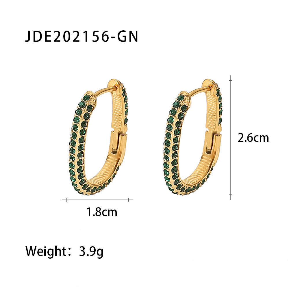 5pcs New Fashion Women's Earrings 18K Gold-Plated Stainless Steel Jewelry Geometric Zircon Women's Earrings