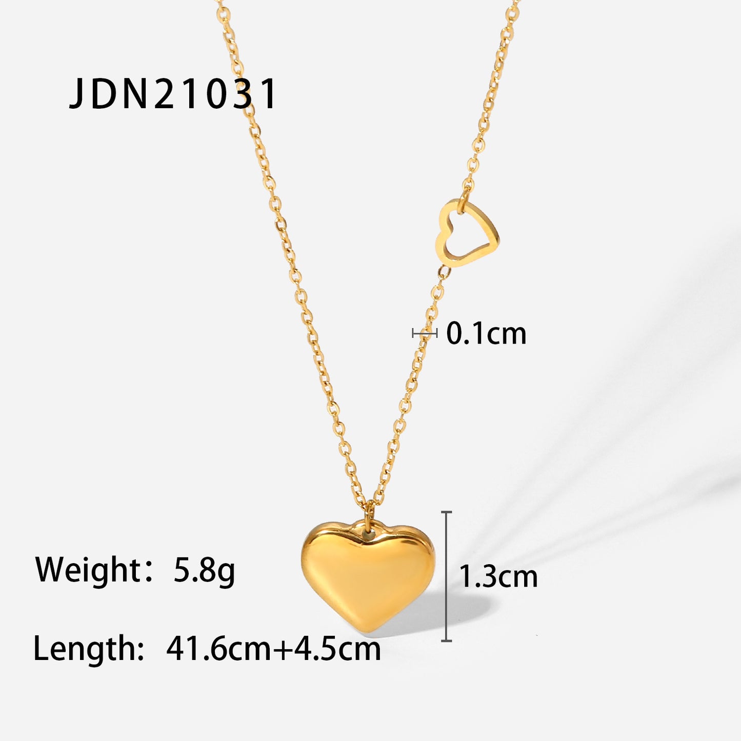 5pcs Elegant Fashion Style 18K Gold Plated Stainless Steel Double Heart Pendant Necklace Women's Love Pendant Collar