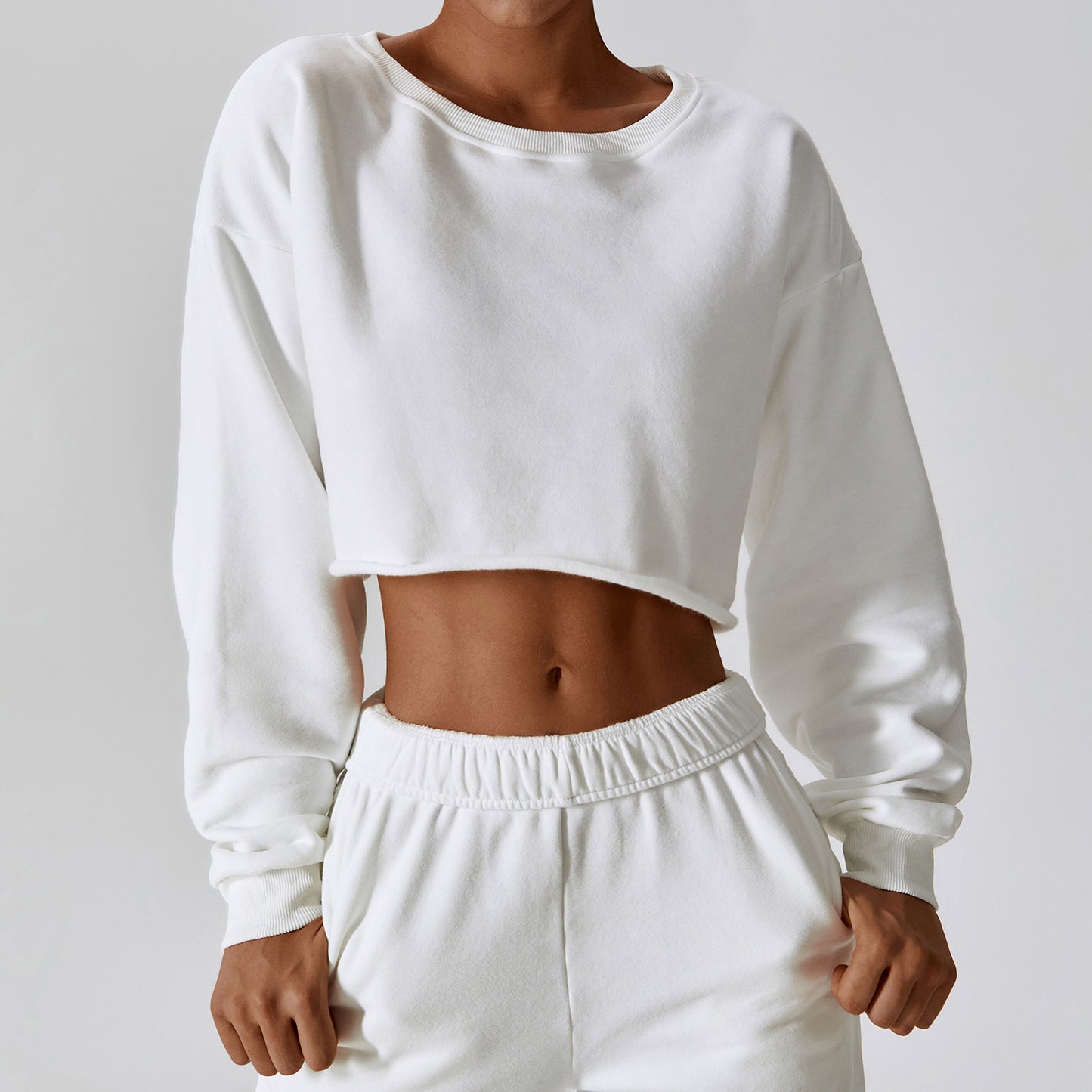 Warm Long Sleeve Hoodie T-Shirt Women Short Pullover Outdoor Fitness Smock Loose Casual Sportswear