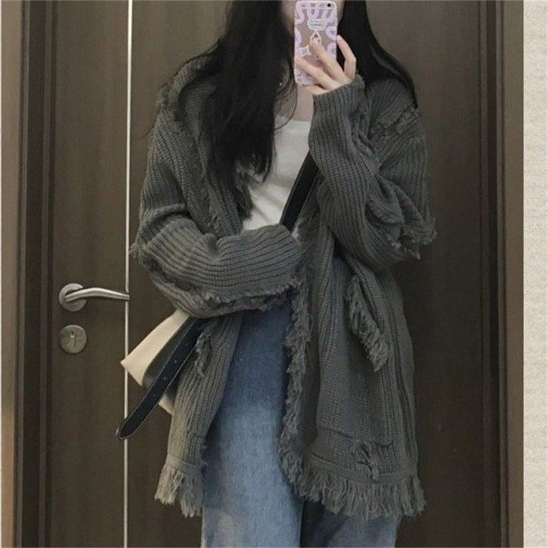 Sweater Version Lazy Wind Loose Knitted Sweater Female Autumn New Design Sense Of Minority Top Woman