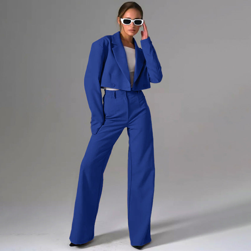 Fashion Commuter Small Suit High-Waisted Wide-Leg Pants Two-Piece Suit New Autumn And Winter Women's Wear