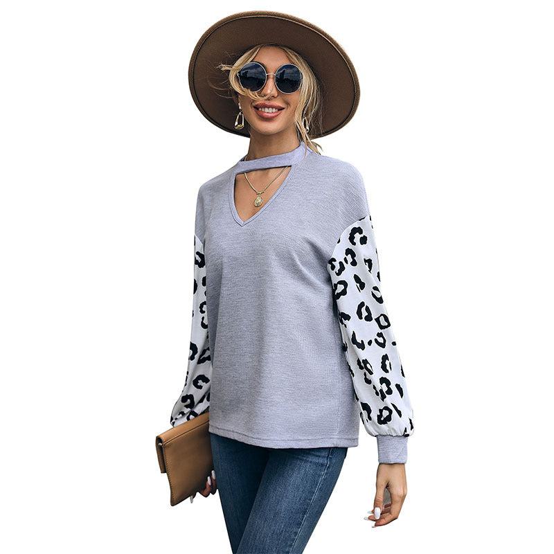 New Autumn New Fashion Women's Print Stitching Leisure Knitwear