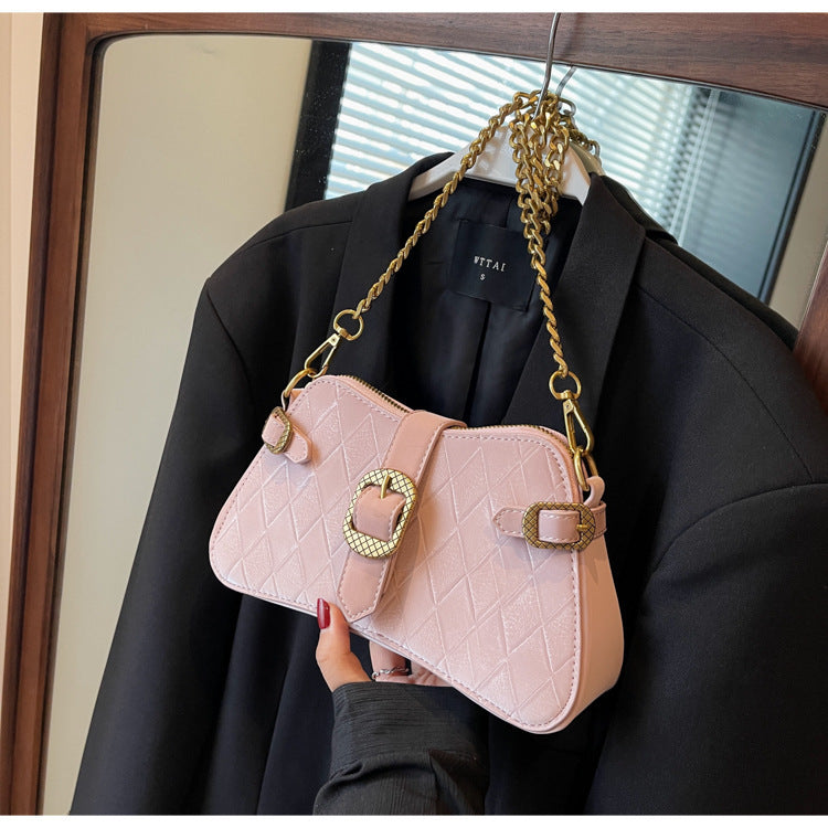 Fashion Fashion Small Handbag Female New Niche All Matching Diamond Lattice Small Square Bag Simple Underarm Bag