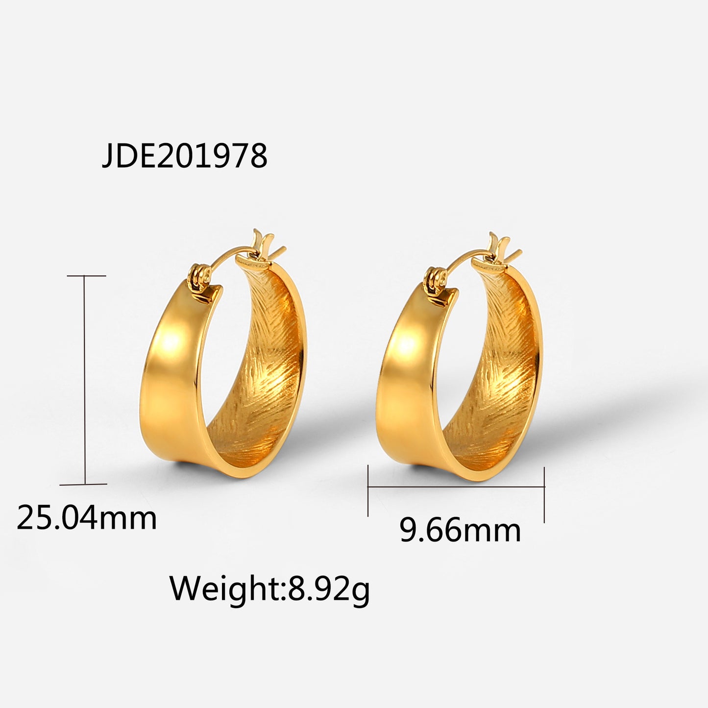 5pcs Stylish Simple Earrings 18K Gold Plated Stainless Steel Curved Smooth Earrings Stud Titanium Steel Earrings For Women