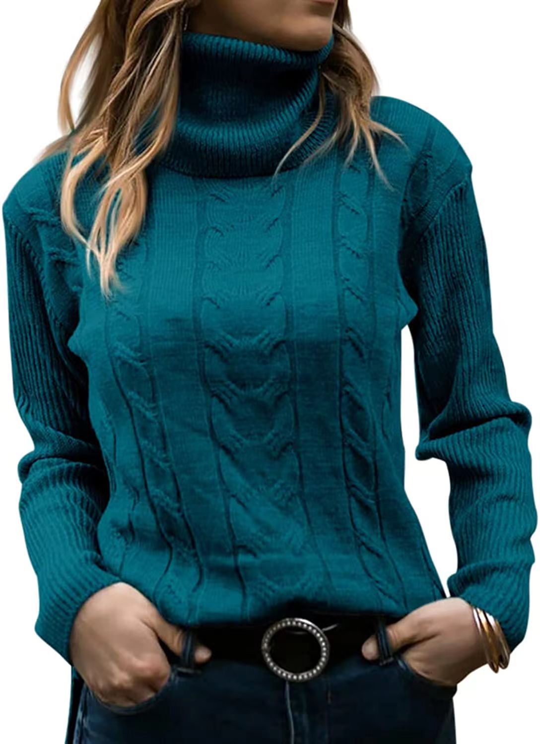 New Autumn And Winter New Solid Color Turtleneck Sweater Retro Long-Sleeved Sweater For Women