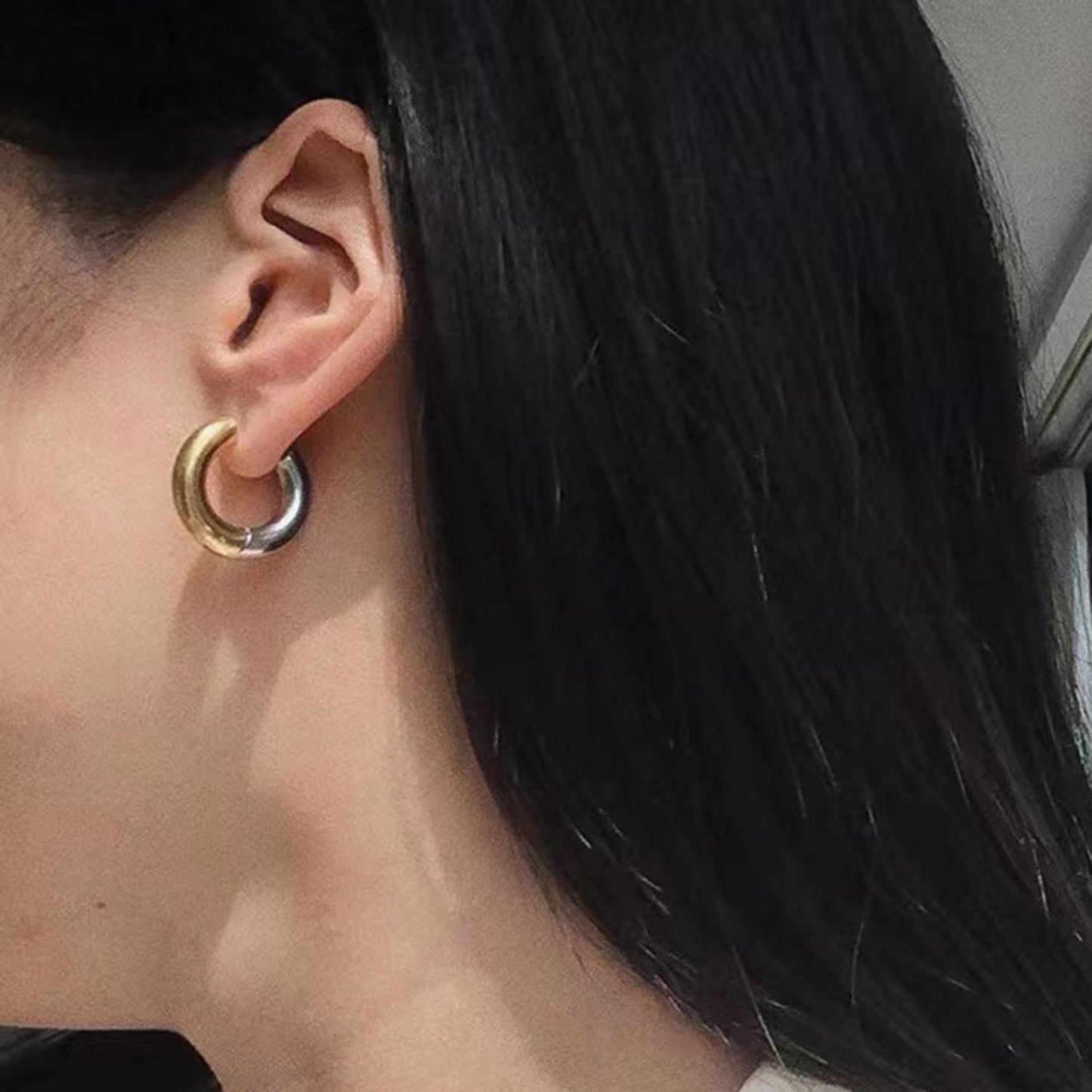 5pcs Fashion Style 18K Gold-Plated Titanium Steel Earrings Earrings Stainless Steel Gold And Silver Joints Geometric Earrings For Women