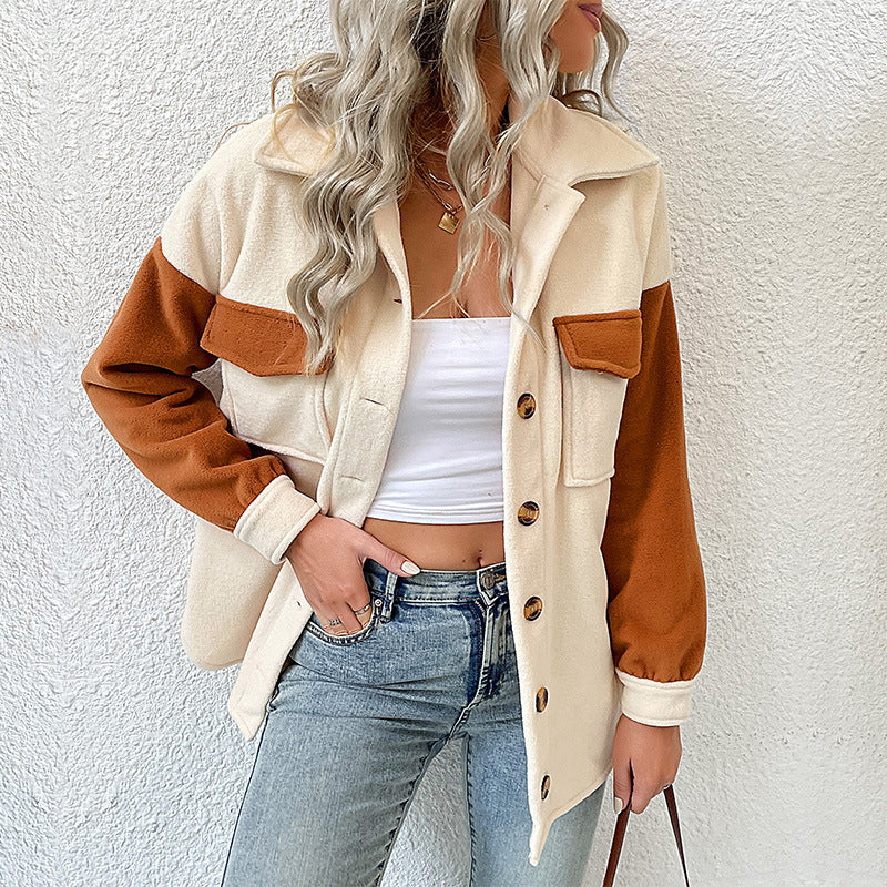 Autumn and Winter New Fashion Women's Lapel Long-Sleeved Fleece Coat: Stylish and Cozy Outerwear