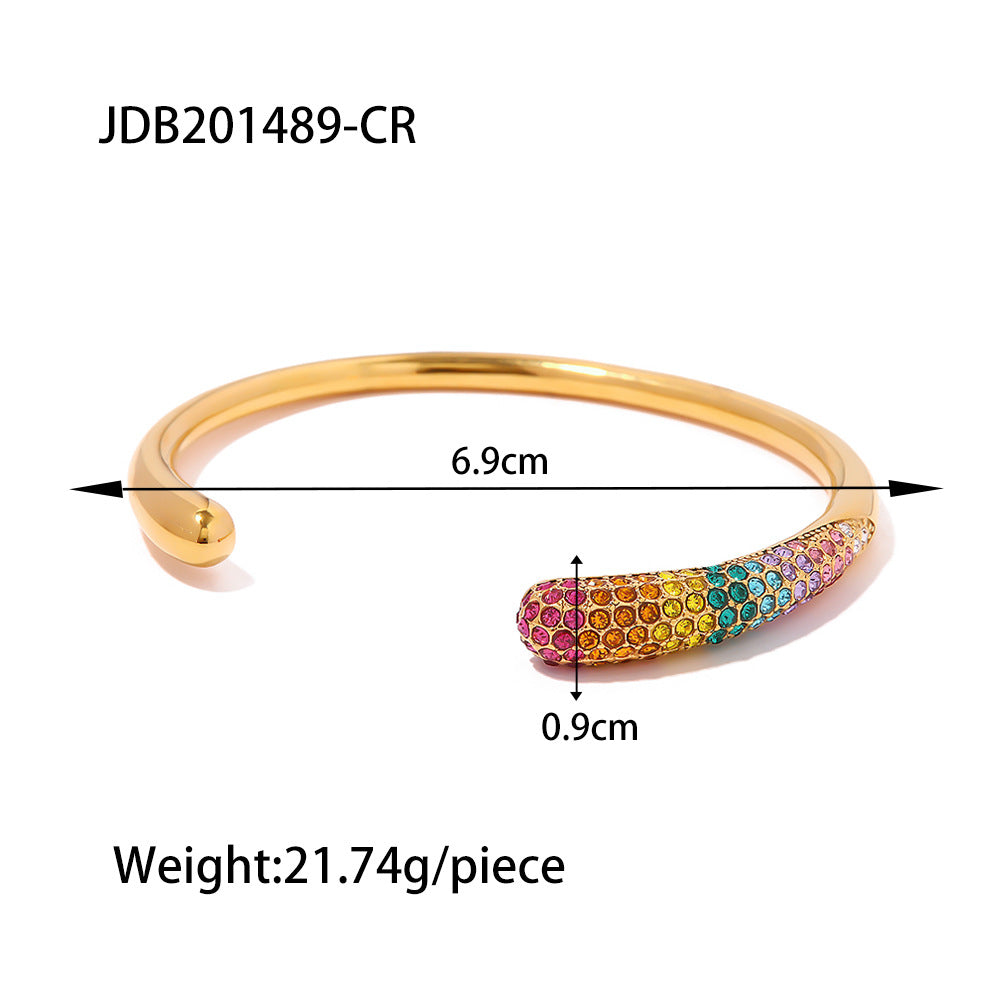 5pcs Fashion New All-Match Titanium Steel Bracelet 18K Gold Plated Multi-Layer Full Diamond Pearl Bracelet Women's Hand Jewelry
