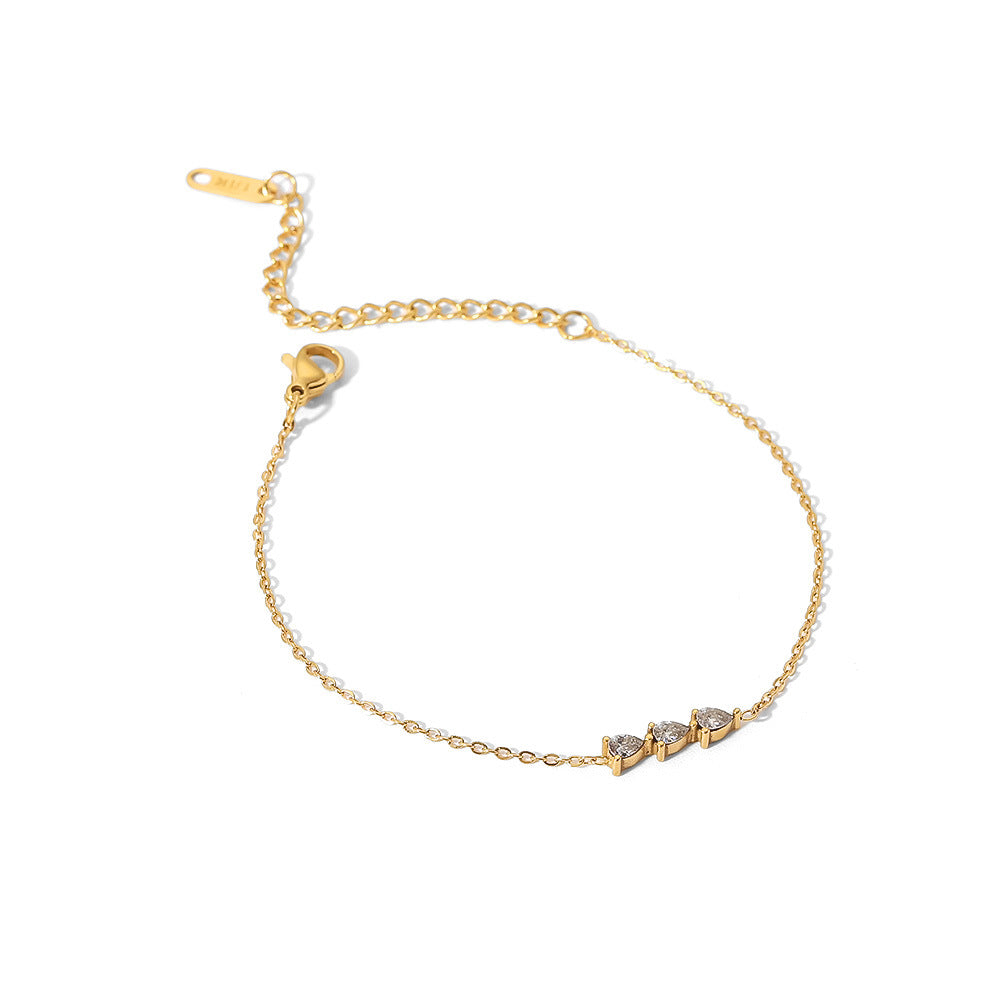 5pcs 18K Gold Plated Stainless Steel Fine Chain Jewelry Pendant Multi-Cubic Zirconia Drop Pendant Bracelet For Women