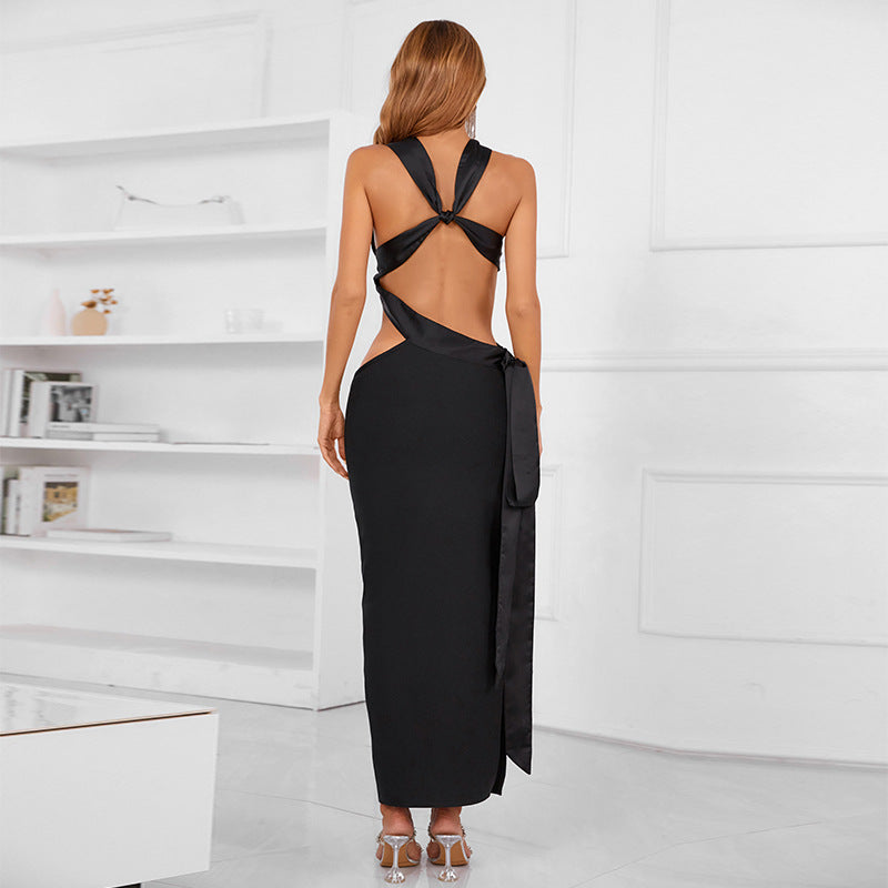 New Sexy Hanging Neck Thin Skinny Irregular Backless Design Dress Bandage Dress