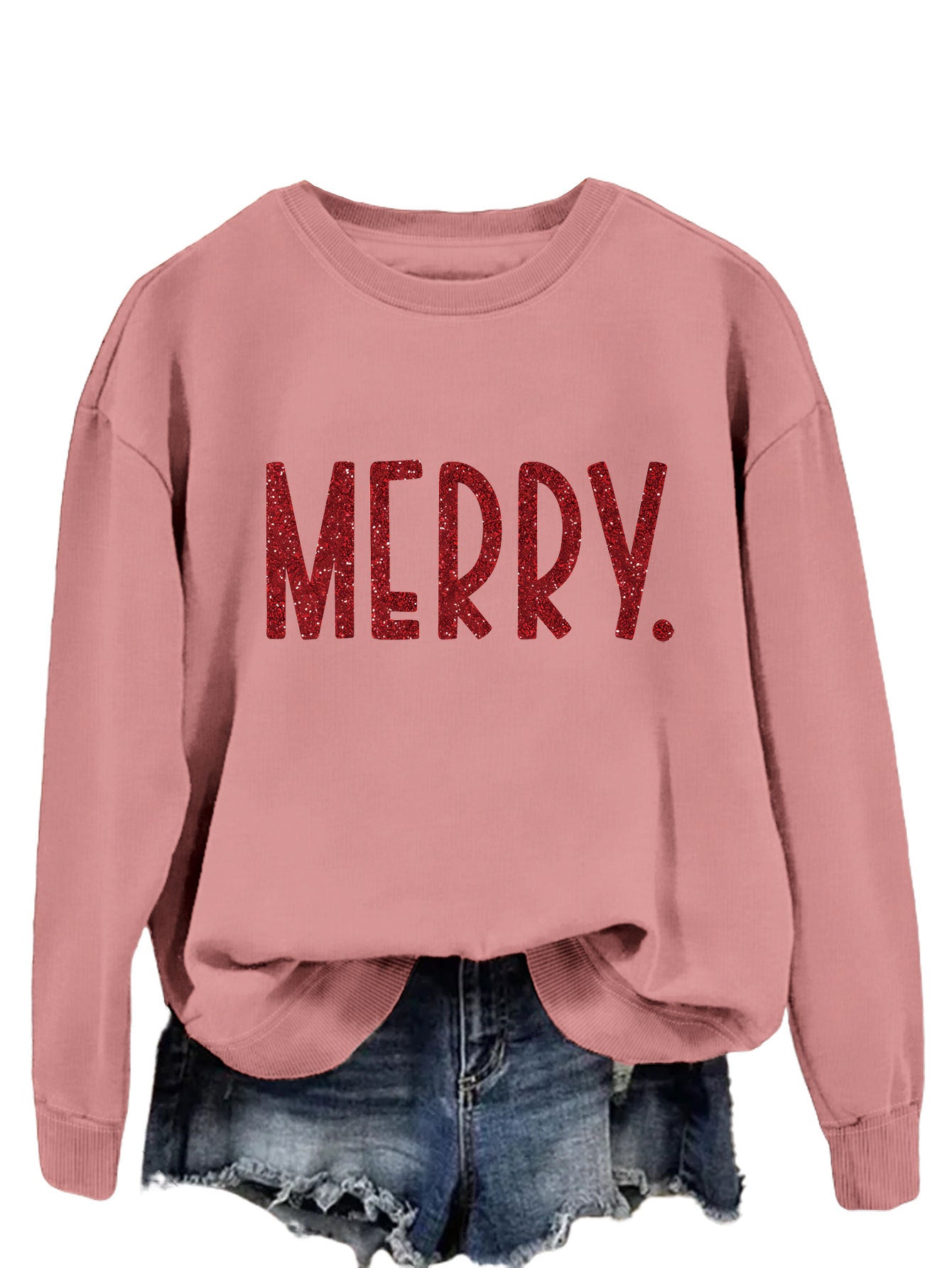 Merry Fashion Print All Round Neck Long Sleeve Hoodie
