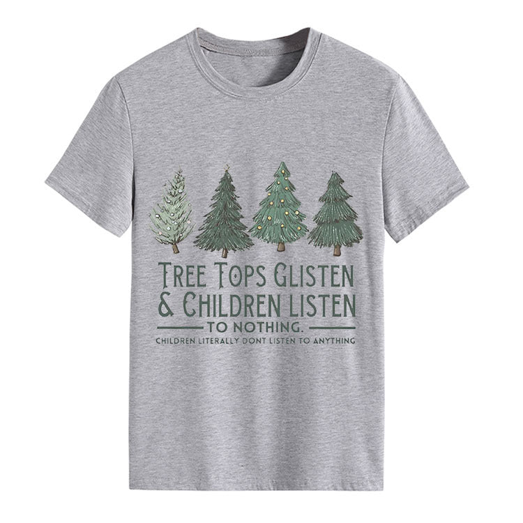 Tree Tops Round Neck Fashion Letter Top Women's T-Shirt Loose Short Sleeves