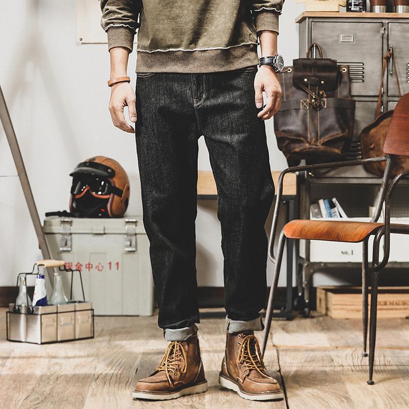 Retro Heavy Fall Jeans Men's Straight Leg Tannin Earthen Cattle Spring And Autumn May Khaki Long Pants