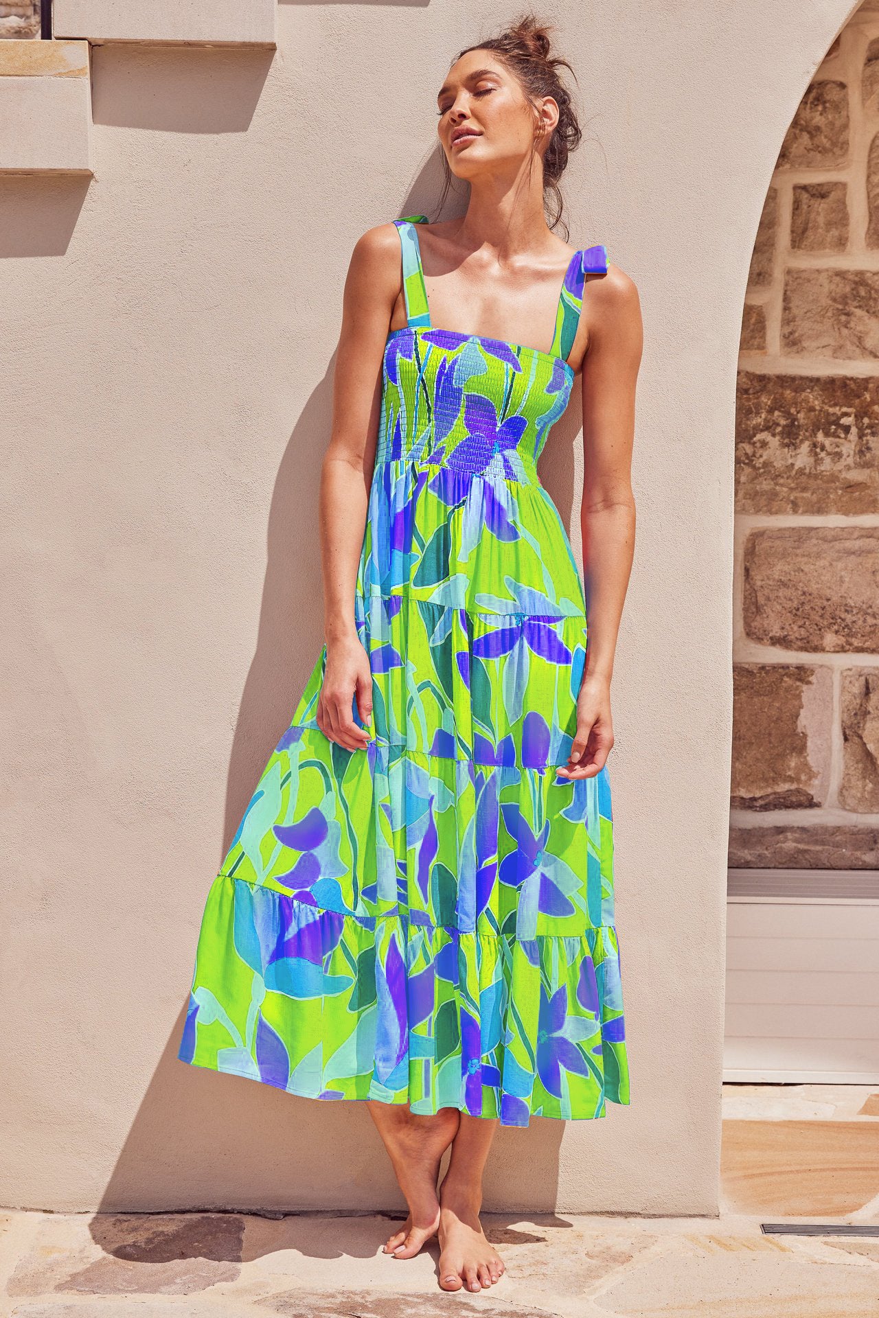 Summer Women's New Commuter Sleeveless Spice Print Long Halter Dress