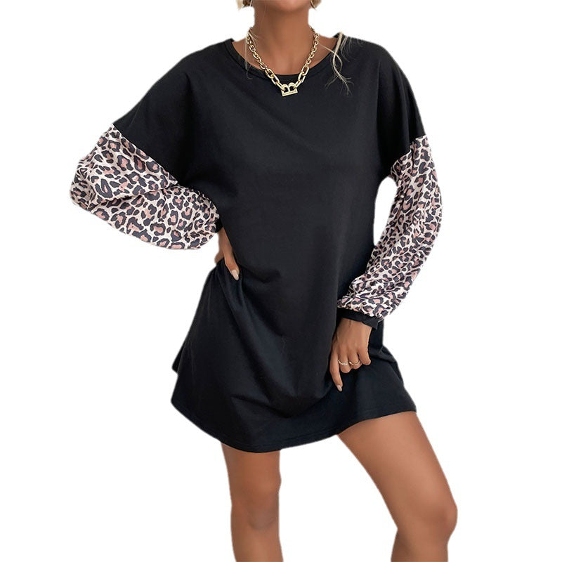 Autumn New Clothing Sets Big Swing Type Color Leopard-Print Skirt