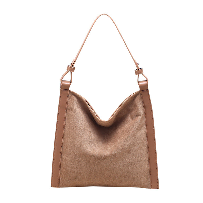 Fashion Bag Women's Casual Premium Sense Frosted Suede Simple Style Large Capacity All-In-One Commuter Shoulder Tote Bag
