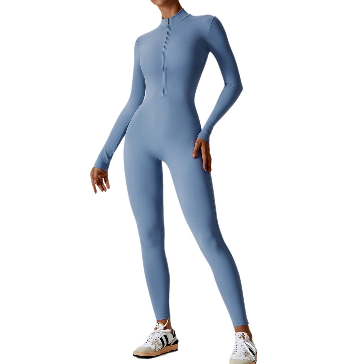 Zipper Naked Long Sleeve Yoga Jumpsuit High Intensity Fitness Sports Bodysuit