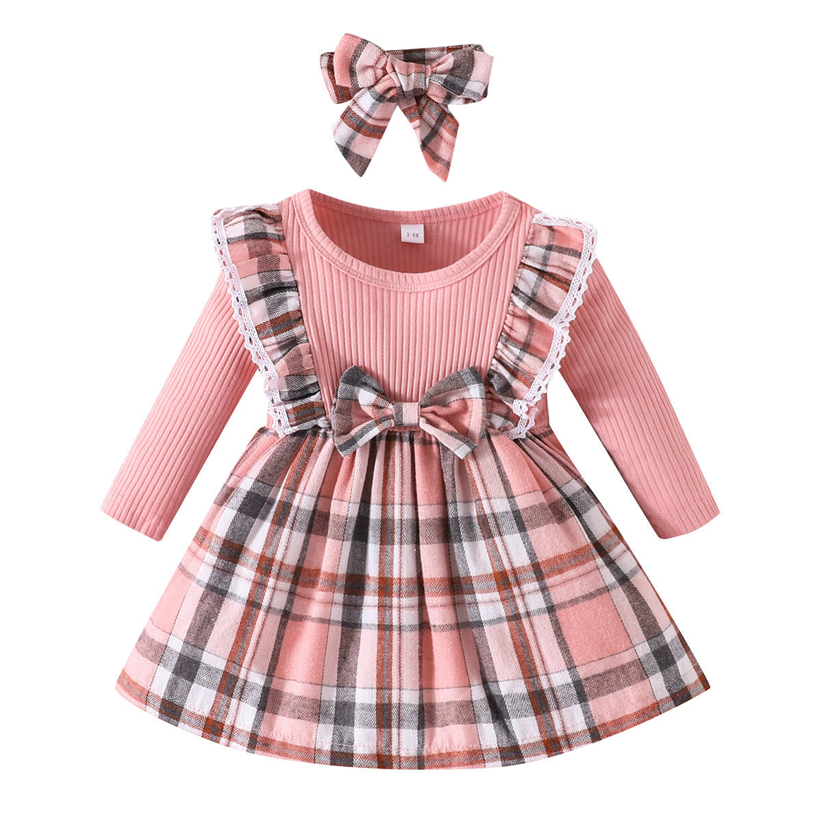 Girls' Long-Sleeved Dress Autumn Winter Children's Christmas Plaid Skirt Baby Baby Red Skirt A-Line Skirt