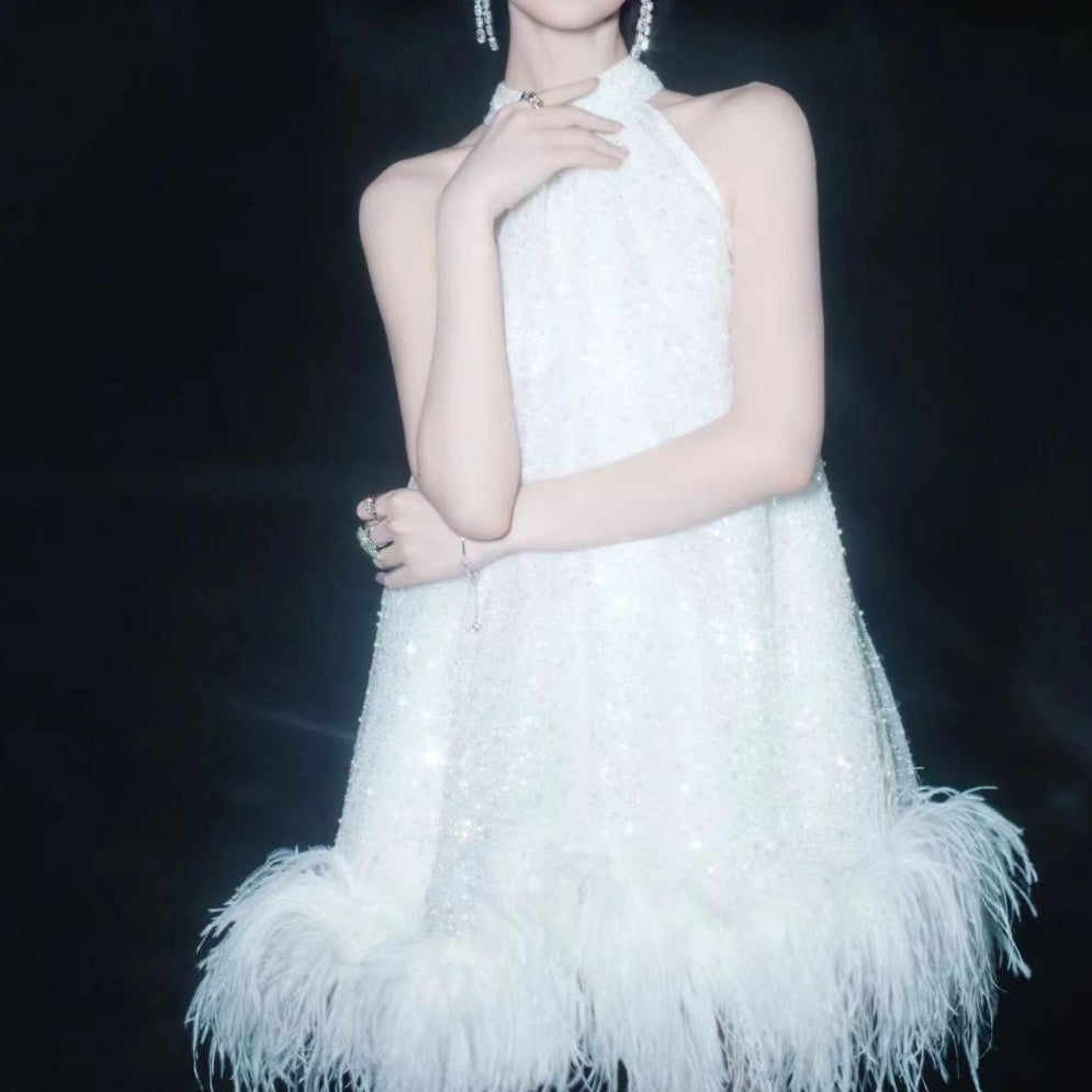 Feather Sequin Dress Summer New Niche Design Dress