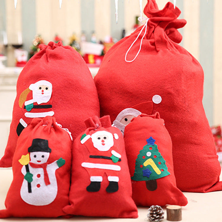 Christmas Gift Bag Santa Backpack Non-woven Gift Bag Handmade Decal Holiday ( Random Style)